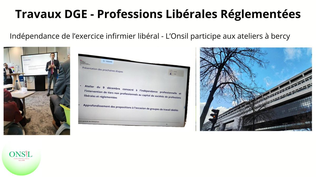 L'Onsil a participé aux travaux de la DGE à Bercy sur l’avenir des professions libérales réglementées.

Objectif : protéger l’indépendance professionnelle des #InfirmiersLibéraux face à l’entrée possible de capitaux non-professionnels.

🔗  onsil.fr/exercice-infir…