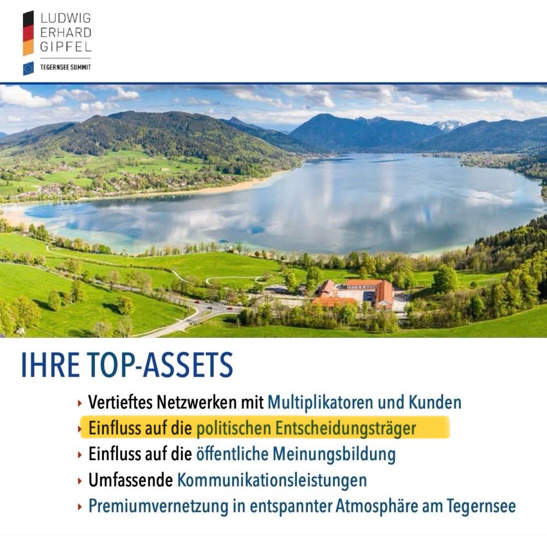 Wolfram #Weimer will sich also gegen die „Lüge“ juristisch zur Wehr setzen, wonach er das 80.000 Euro teure „Mont Blanc-Paket“ seines Gipfels unter anderem mit „Einfluss auf politische Entscheidungsträger“ bewirbt.

Wen will er verklagen? Sich selbst?!