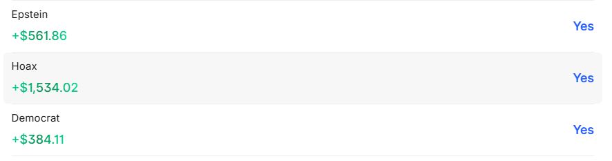 Why invest my money in crashing stocks and crypto when I can invest in the Epstein files being a Democrat hoax? /s