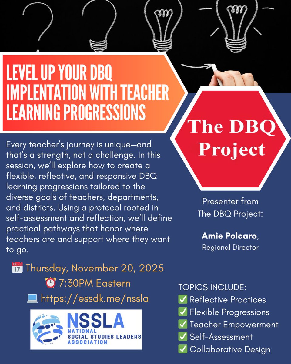 glennw98's tweet image. Love the @DBQProject! Looking forward to their @nsslasocstudies webinar this Thursday, 7:30 ET essdk.me/nssla. Resources, ideas, freebies! #sschat #socialstudies #primarysources