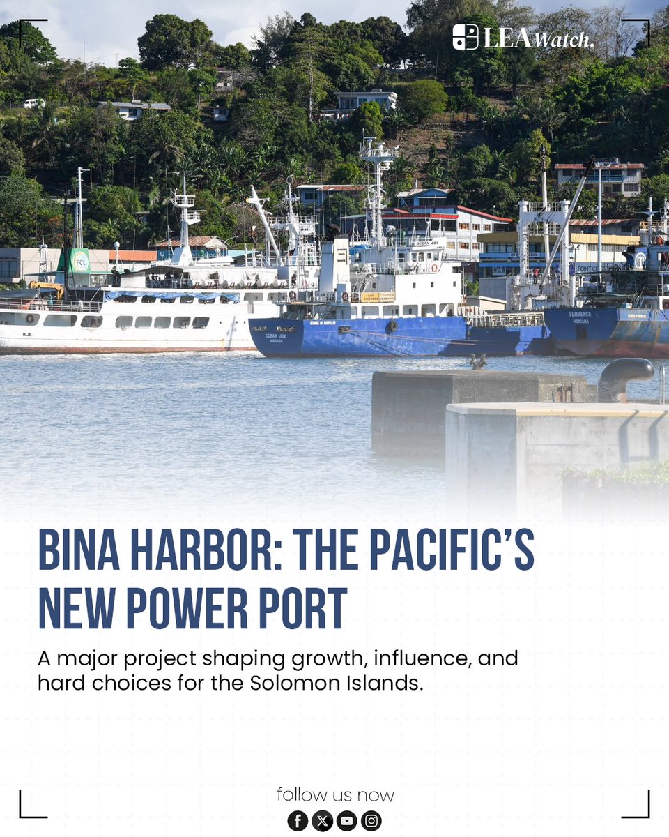 Watch_Lea's tweet photo. Bina Harbor is emerging as a key #SolomonIslands port project, with NZ leading early work, funding gaps raising the risk of #China-style loans, and Honiara seeking diverse partners to keep the project secure and balanced.  
#Pacific #NewZealand #Geopolitics #Infrastructure https://t.co/uNkO5mdWYQ
