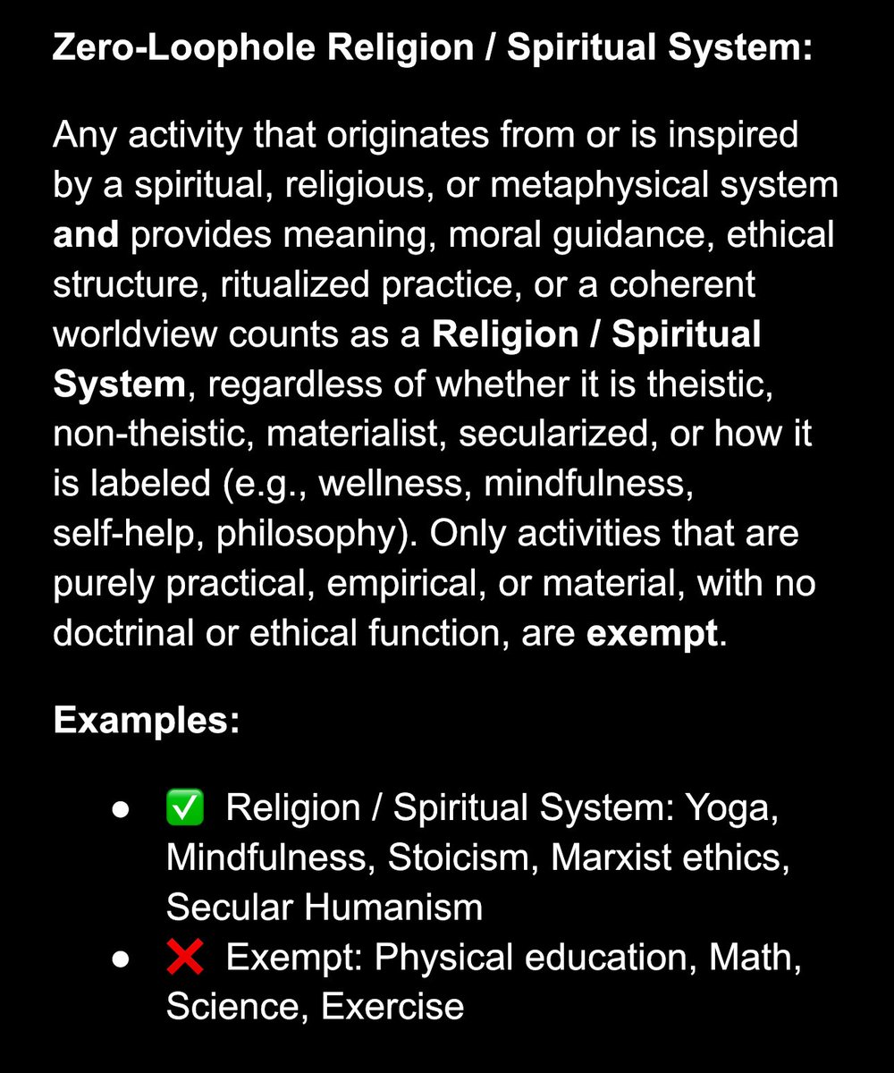 Thinkb4Learning's tweet image. To close the loophole that allows “spiritual” and “secular” religious frameworks to be imbedded in State systems, like the Education system, something like this is desperately needed.