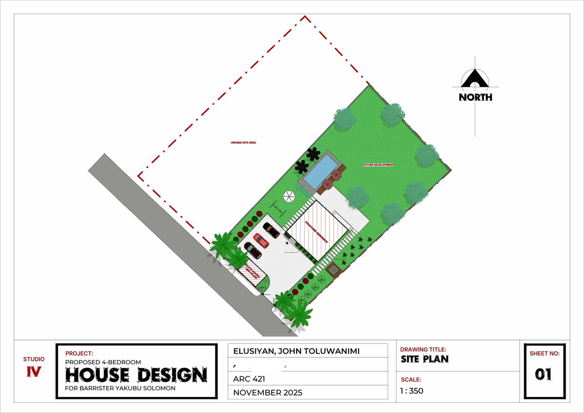 visualsbyjohn_'s tweet image. I just completed my first design project as a Part 4 Architecture Student.

• A 4-Bedroom Residence 

Software: Autodesk Revit.