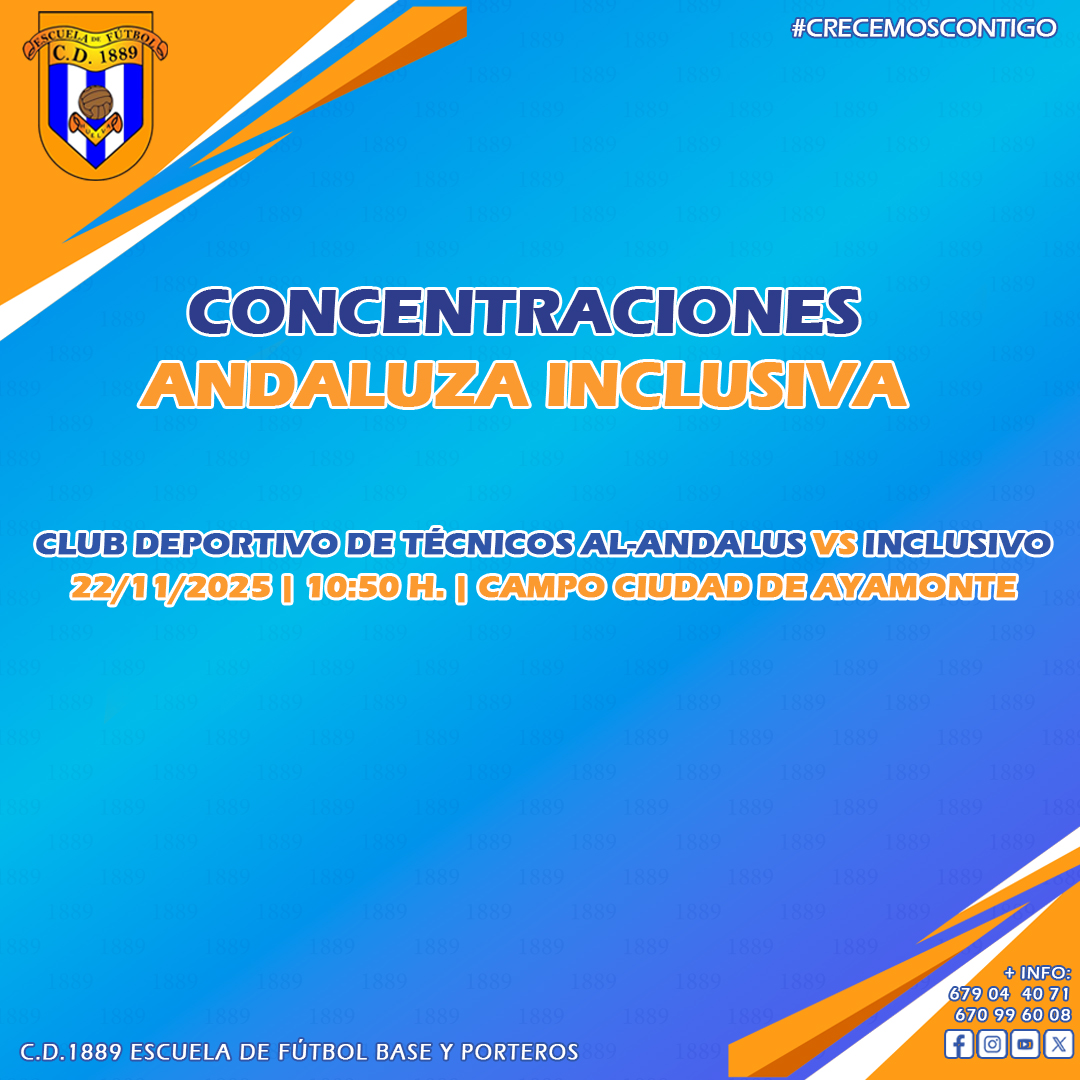 CONCENTRACIÓN INCLUSIVA | Nuestros chicos de ASPAPRONIA CD 1889 ya tienen horario de sus #PartidosOficiales de este fin de semana. ⚽🔝
#Vamos89 🔵⚪🔵

#Somos1889 #FutbolBase #crecemoscontigo #FormandoEnValores