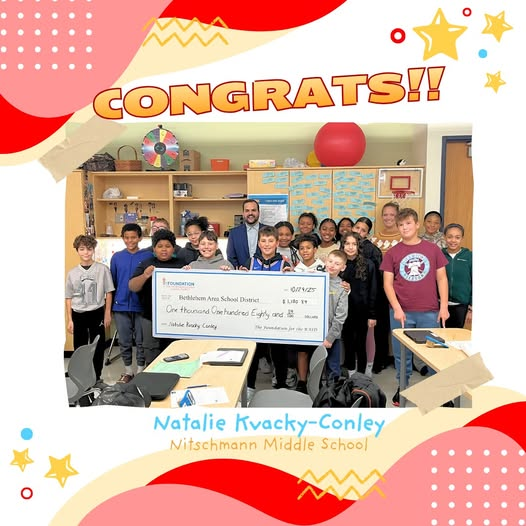 FoundationBASD's tweet image. Congratulations to Natalie Kvacky-Conley, who received an Innovation Grant of $1,180.89 for her project: Ignite Math Success: Empowering Independent Learners through IXL Incentives! 🧮
#foundationbasd #basd #basdproud