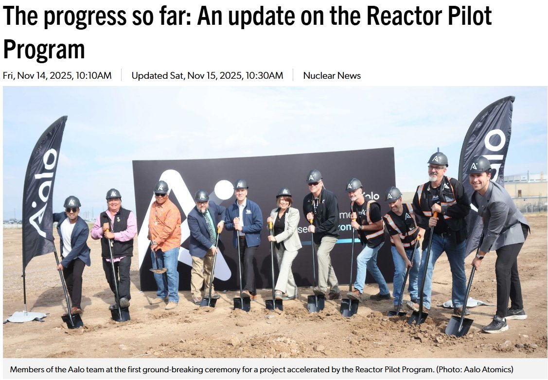 HopfJames's tweet image. A summary of the activities and progress of the ten nuclear companies that were selected by the Dept. of Energy for its Reactor Pilot Program.  The goal of the project is to achieve criticality with three reactors by July 4, 2026.  Article link in reply.