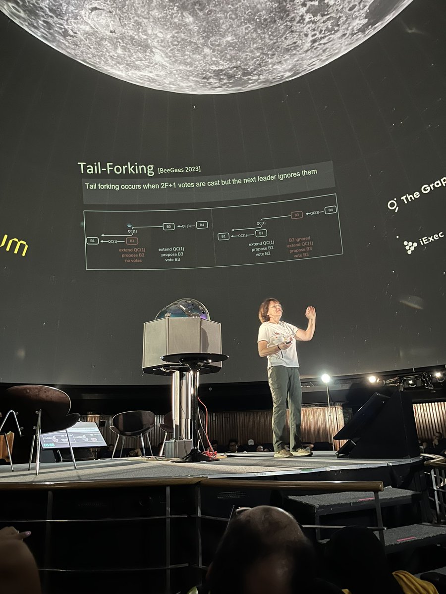 SpaceComputerIO's tweet image. Session 2: Consensus &amp;amp; Scalability

Keynote by Dahlia Malkhi:
From HotStuff to Space

Panel by The Defiant: Crypto is mainstream: Here&apos;s the next scaling frontier

Panelists: Chase Allred, Jill Gunter, Oded Onn, and moderated by Camila Russo