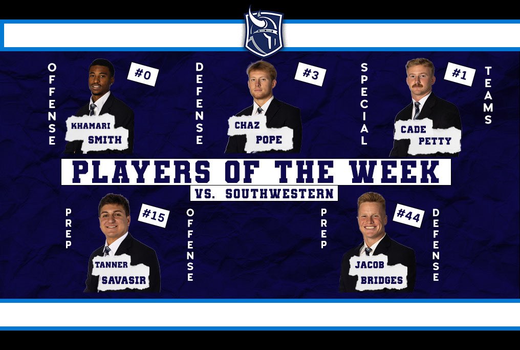 BerryFootball's tweet image. Here’s your Players of the Week against Southwestern!!

#d3fb #KeepClimbing #BUILD