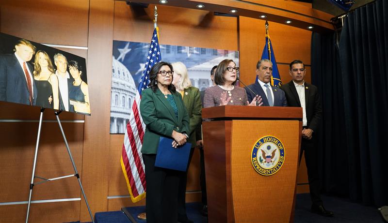 RepSalinas's tweet image. I just spoke alongside my @HispanicCaucus colleagues to call for the full release of the Epstein files.

We stand united in serving justice for the countless young girls and women who were abused by the rich and powerful.
