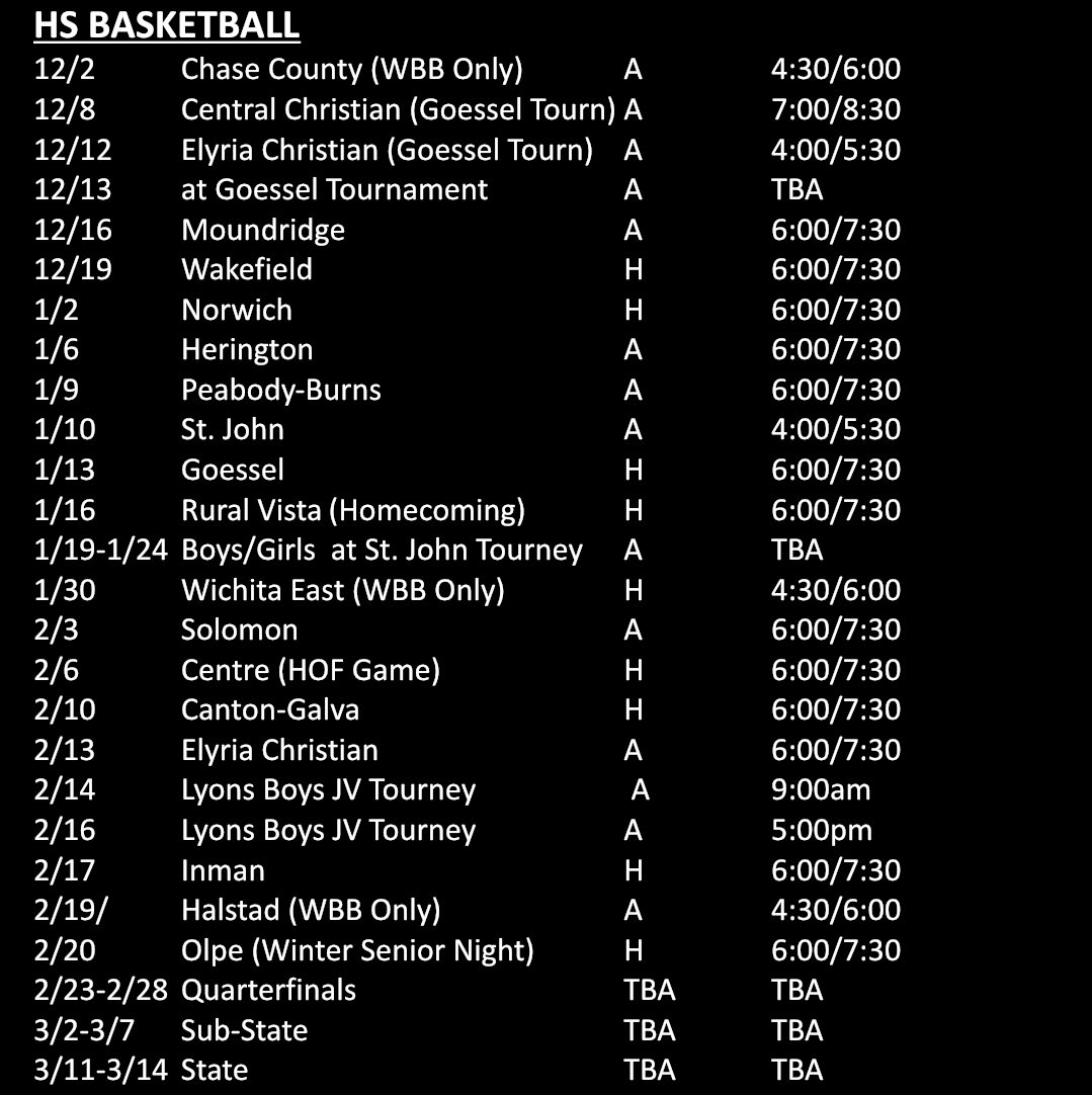2025-26 HS Basketball Schedule
#RollTribe🏀🏀