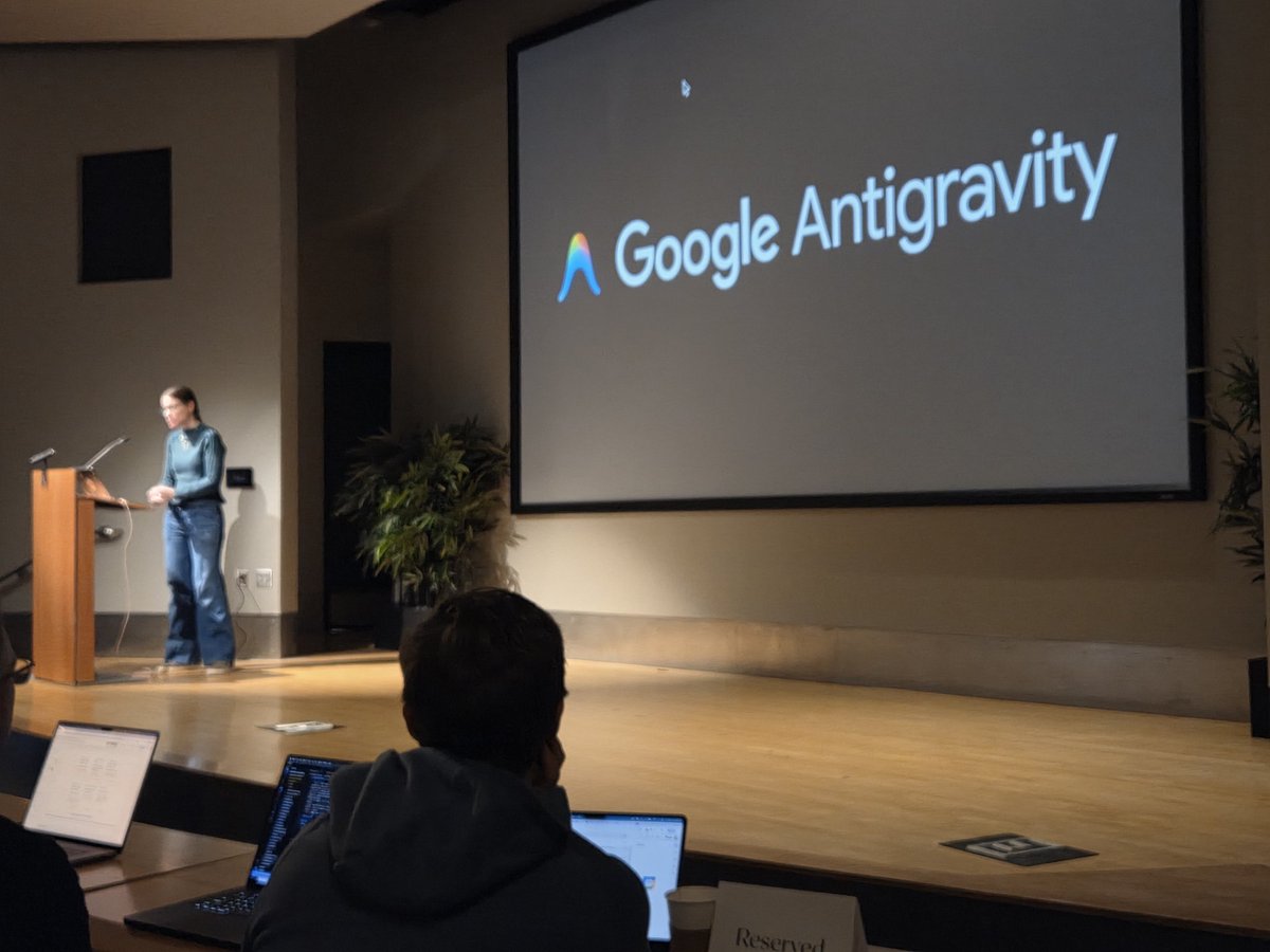 GDG Seattle DevFest keynote by Aja Hammerly, who almost breaks news of Google's new Antigravity AI coding IDE, you can ask it questions while watching it build code. #gdg