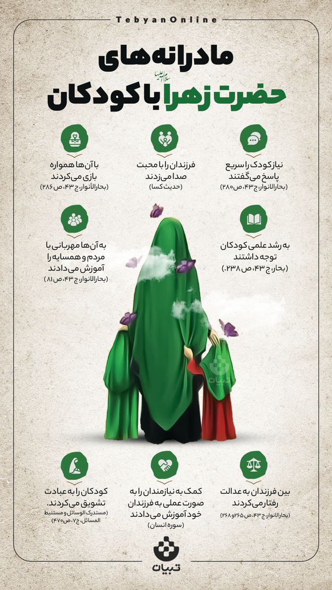 ویژگی های حضرت زهرا  از برخورد   با فرزندان
#خیمه_مادری
#خیمه_مهر