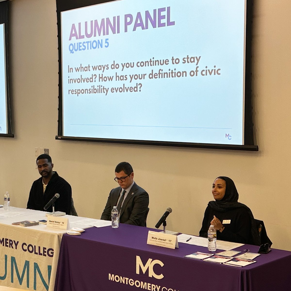 MCAlumniAssoc's tweet image. So much of what we do at the Montgomery College Alumni Association is about connection. That’s what made yesterday so special, when we connected @montgomerycoll alums Daniel Garay ‘14, Wafa Jawad &apos;17, and Mady Nadje ‘21 with students, faculty, and staff. Thank you for joining us!