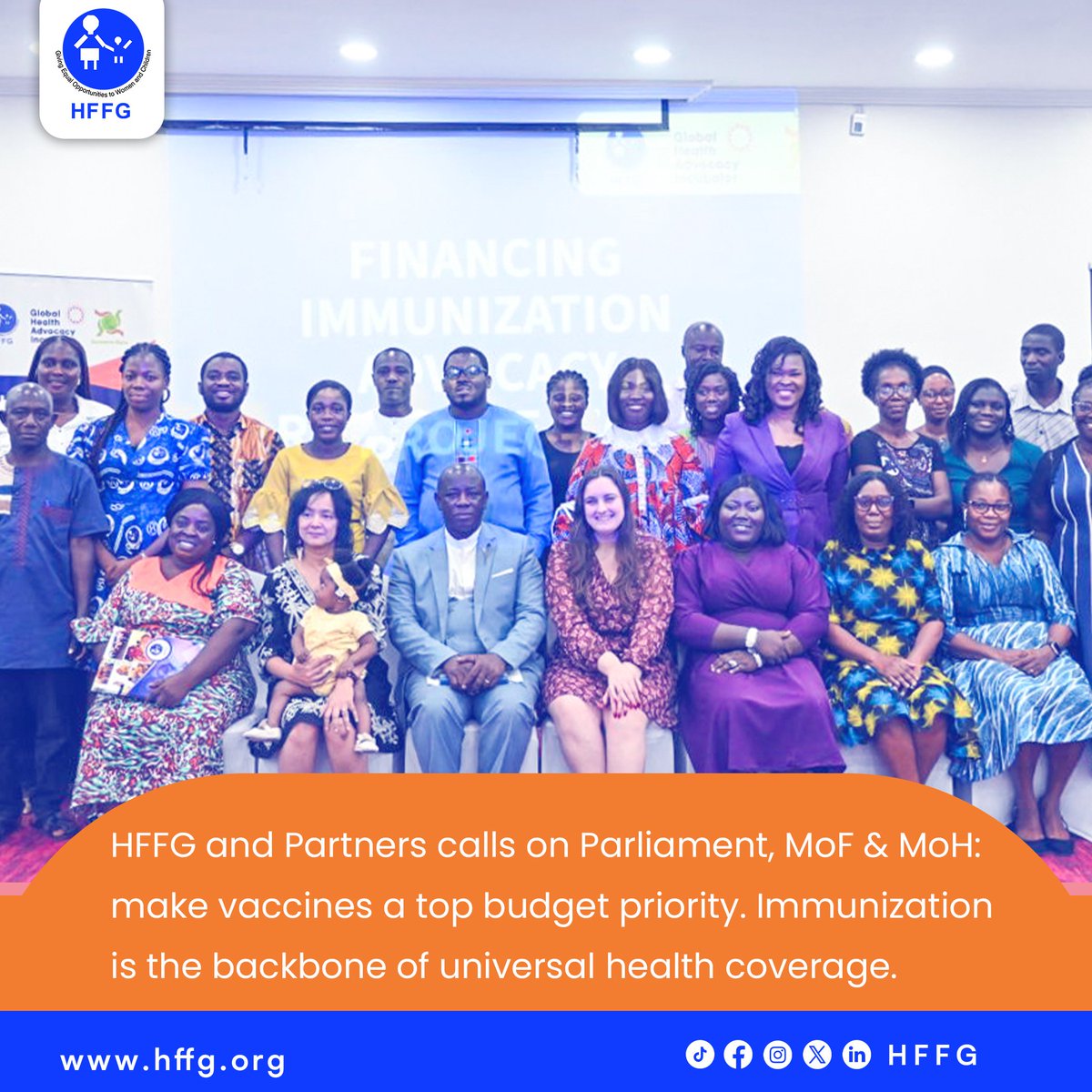 HFFG_Ghana's tweet image. HFFG and Partners call on Parliament, Ministry of Finance and Ministry of Health to make vaccines a top budget priority. Immunization is the backbone of universal health coverage. 
#FAIR #HealthBudget #HealthForAll #HFFG