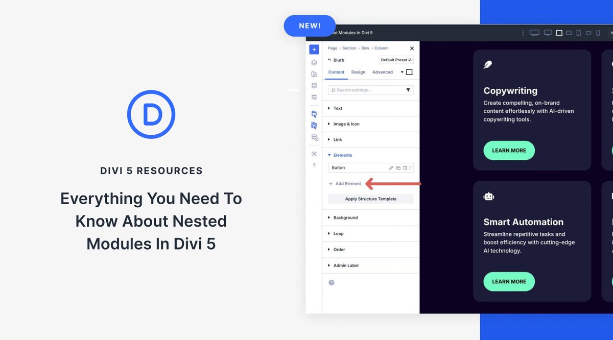 fostercoburn's tweet image. We dive into what Nested Modules are, their benefits, and showcase some examples of them in action in #Divi 5. web-design-solutions-unleashed.com/divi-tutorial/…