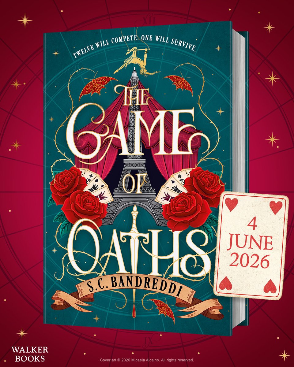WalkerBooksYA's tweet photo. ICYMI, last week we revealed the cover for The Game of Oaths by @scbandreddi - and isn't it a beauty!

Publishing next June, this is a high-stakes fantasy thriller of dark magic, sisterhood and revenge. Think The Hunger Games meets Caraval. 

Stunning artwork by @micaelaalcaino. https://t.co/LvIbFDYvLF