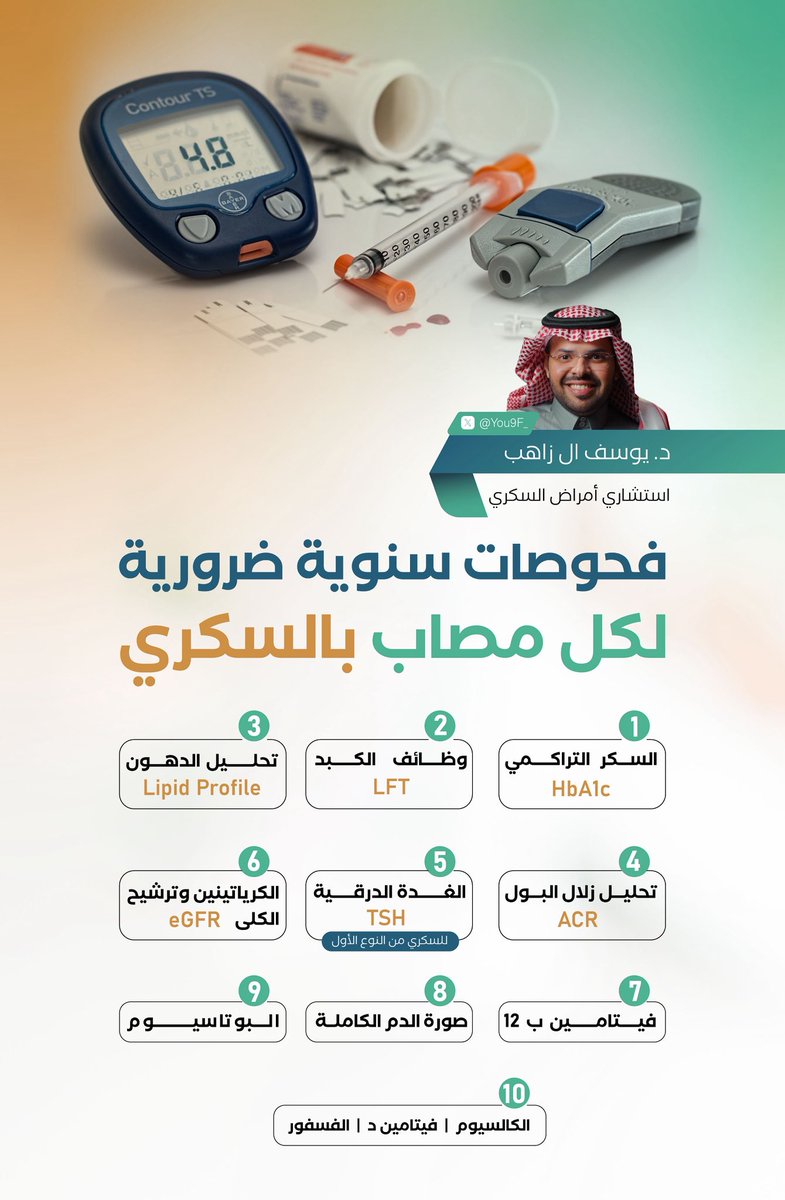 You9F_'s tweet image. فحوصات سنوية ضرورية لكل مصاب بالسكري✨

-