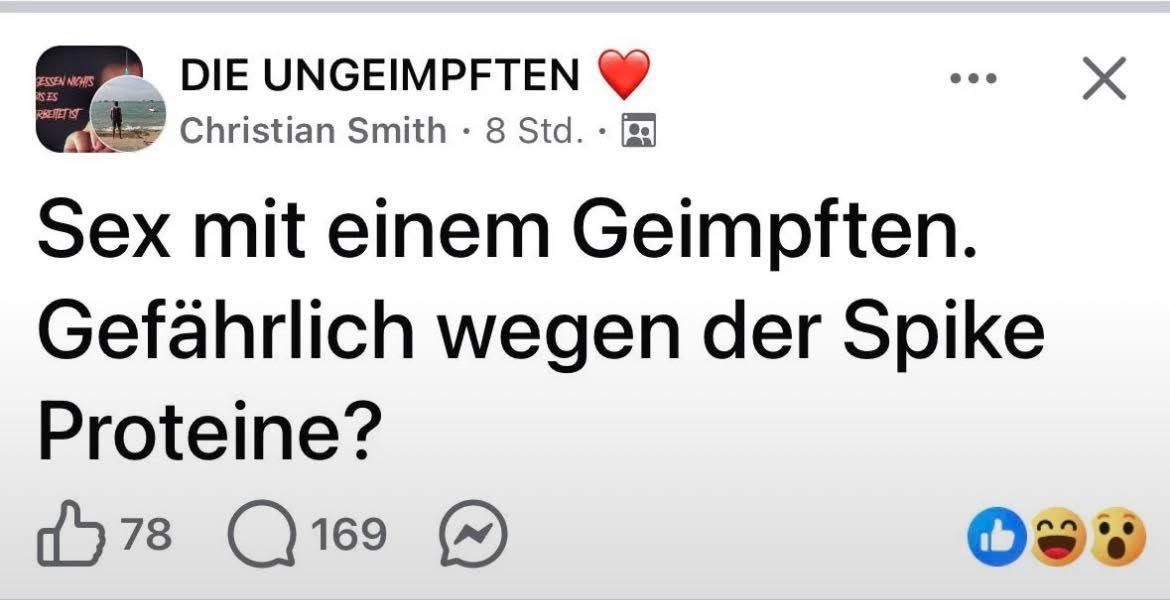 Ungeimpfte sollten sicherheitshalber mindestens 45 Jahre lang auf jeglichen Sex verzichten… 😇