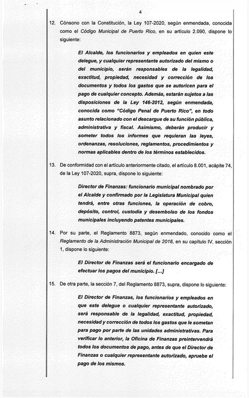 [Querella 26-23] 

La Oficina de  Ética Gubernamental  radicó una querella contra Lilliam Colón Villanueva, ex directora de Finanzas del Municipio de Villalba, por presuntamente autorizar el desembolso de fondos públicos sin la debida aprobación legal, al pagar excesos acumulados