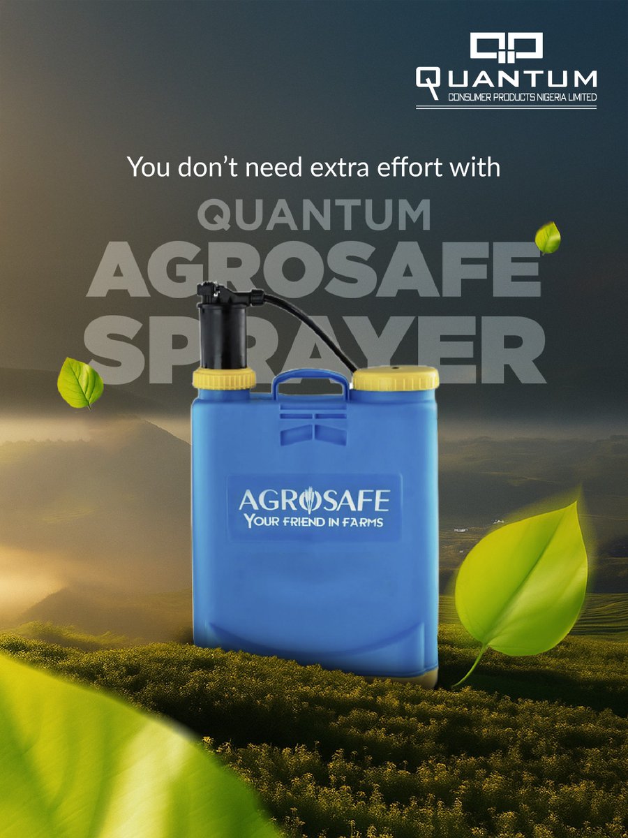 QuantumGroupNig's tweet image. You don’t need to guess or struggle in the field, just a sprayer that works.

AgroSafe delivers precision, control, and consistency in every drop. Tough, efficient, and made to save time and product.

Smarter spraying means stronger harvests.

#Agrosafe #AgriSprayer #FarmingTools