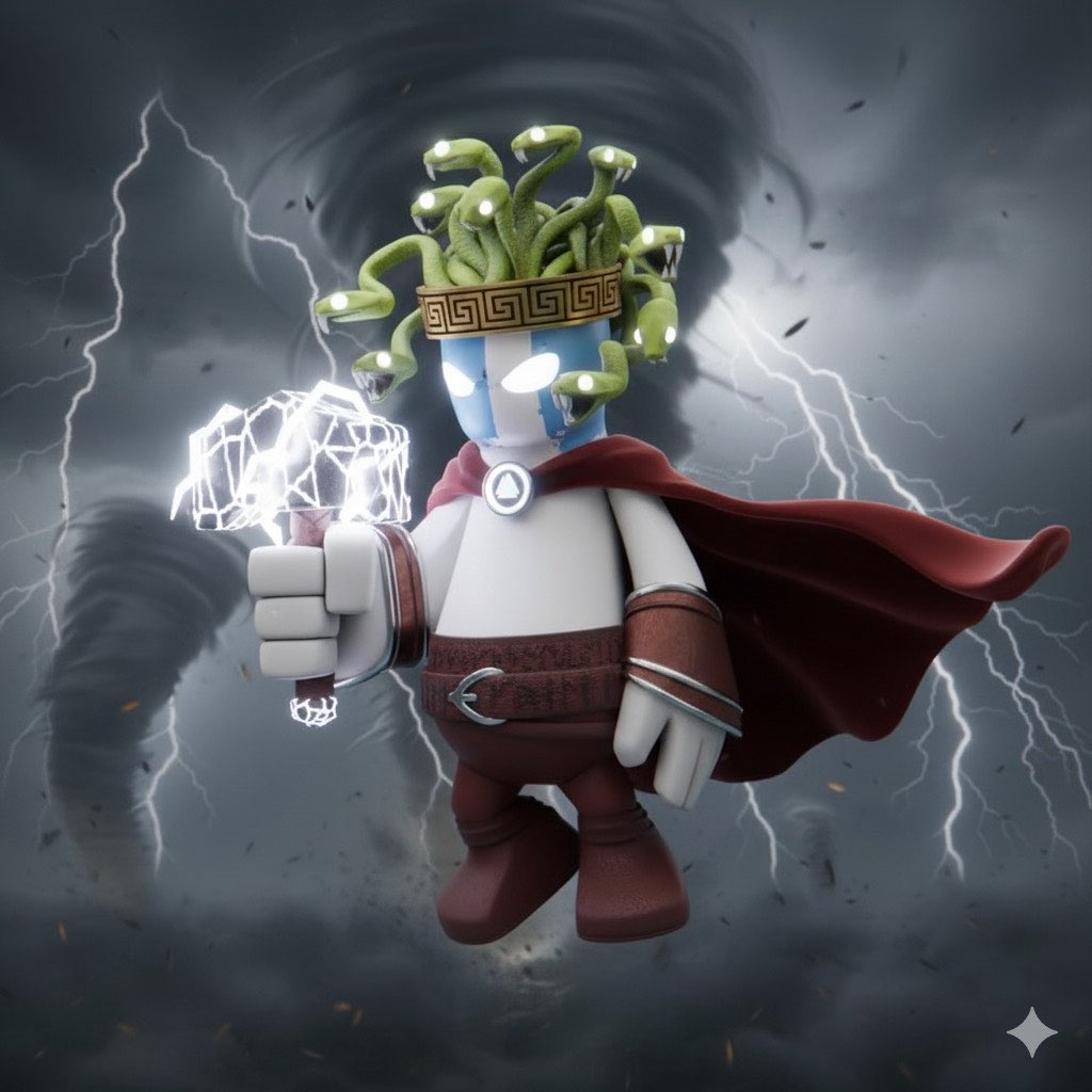 This is my <a href="/_GeeksOfficial/">Geeks.</a> 

He has battled though the ages, a constant warrior fighting for what he believes in.. FREEEEEDOM! 

He wears the war paint of Scotland, has the powers of Mjolnir in his hand and Medusa in his head. 

This GEEK is ready for anything.