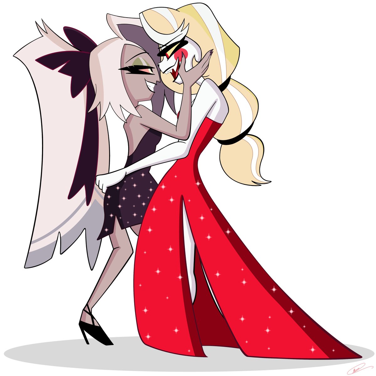 "For this princess and fallen angel,
We already found love in Hell,
The rest is easy, baby,"

#HazbinHotel 
#HazbinHotelFanart 
#Chaggie
