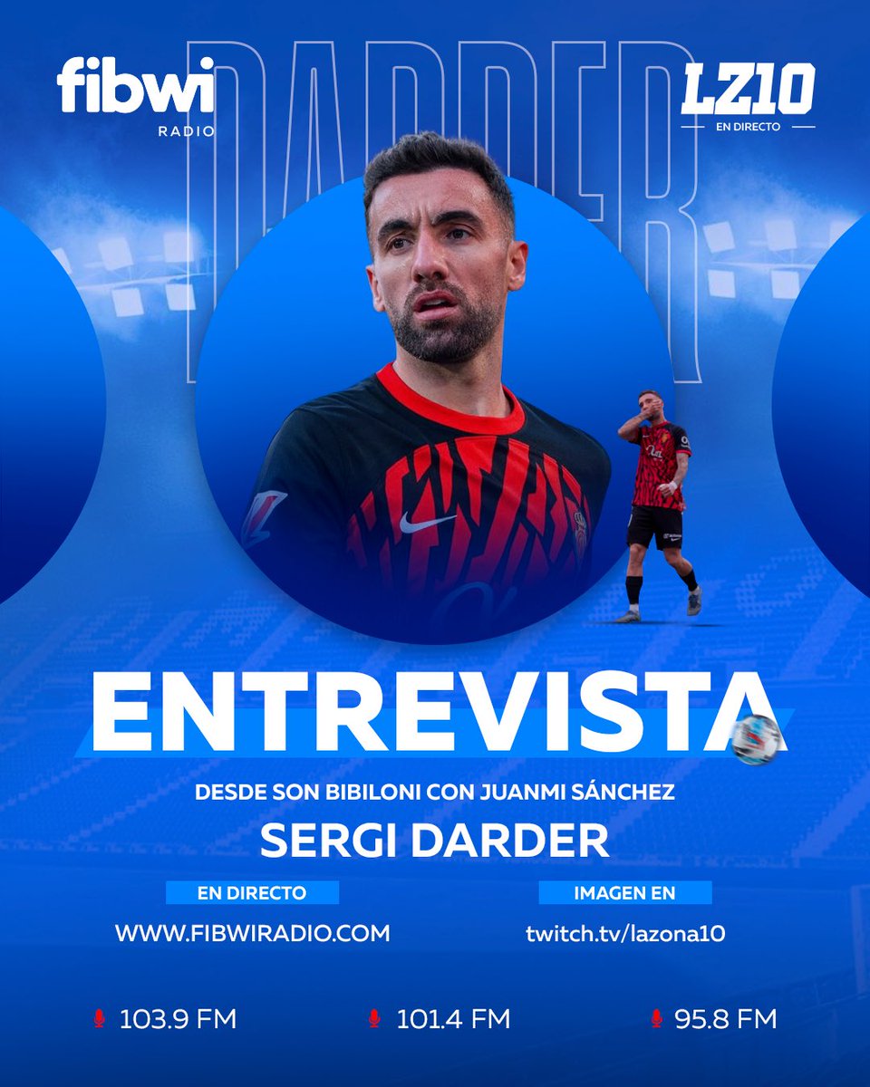 lazonadiez's tweet image. 🎙️ Este miércoles en #LZ10, 𝐞𝐧𝐭𝐫𝐞𝐯𝐢𝐬𝐭𝐚 a 𝐒𝐞𝐫𝐠𝐢 𝐃𝐚𝐫𝐝𝐞𝐫, jugador del @RCD_Mallorca.

🔴 En directo desde Son Bibiloni con @robbertomateo y @JUANMISB97 

⏰ 11:30h a 13:30h en @fibwiradio, APP, @fibwiTV &amp;amp; Twitch.