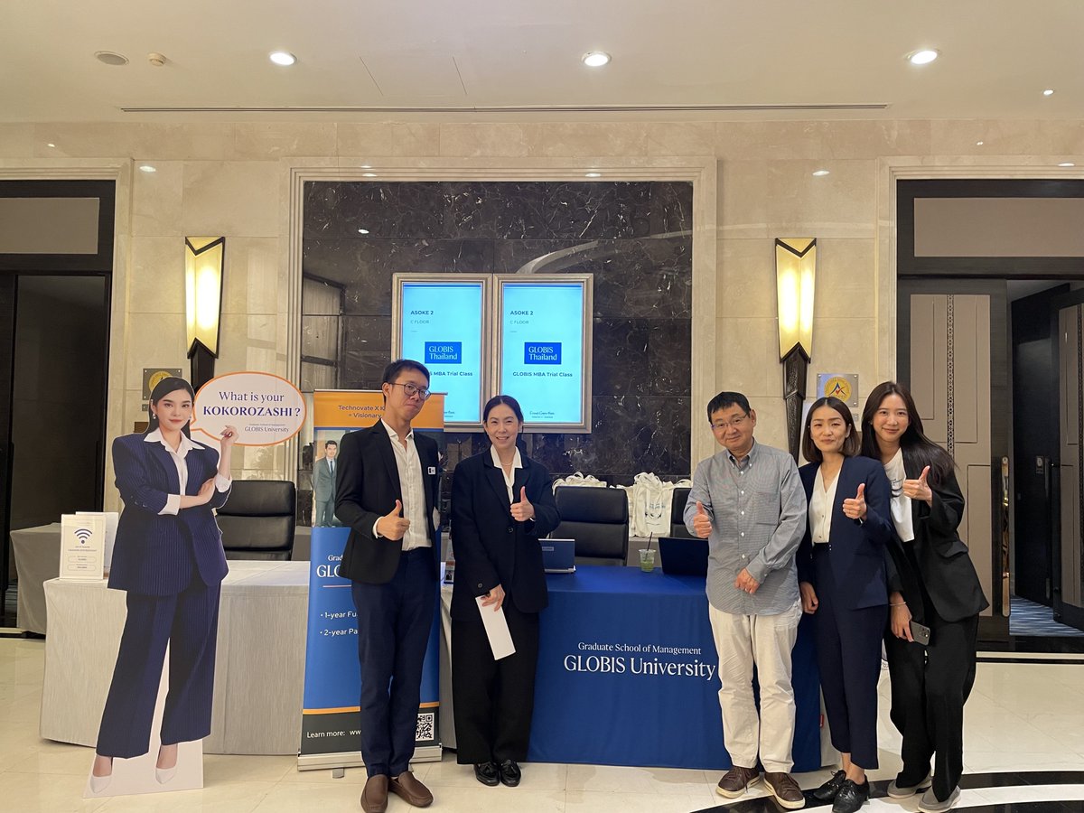 TomNakamura's tweet photo. Conducted a Live Trial Class on #JapaneseManagement in #Bangkok. Happy to see the room packed w attendees interested in #GLOBISThailand. Thank you Kono-san, Patty-san, May-san, Whan-san and #Cherprang-san for supporting tonight's event. Hope a few of the attendees tonight will actually come to next year's #MBA Entrance Ceremony in Tokyo.