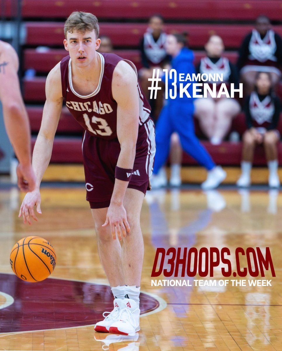 Put the nation on notice 👀

Eamonn Kenah was named to the D3Hoops.com Team of the Week! He is the first Maroon since 2012 to earn the award.

#RollRoons