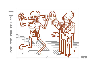 C64ch's tweet image. Der Tod und der Arzt by christwoballs, released on January 20th, 2021. Check it out @ c64.ch/productions/12… 
/ c64.ch -  #c64 #commodore #demoscene #retro
c64.ch/guestbook
c64.ch/scenenews/
c64.ch/sitenews/
c64.ch/productions/de…