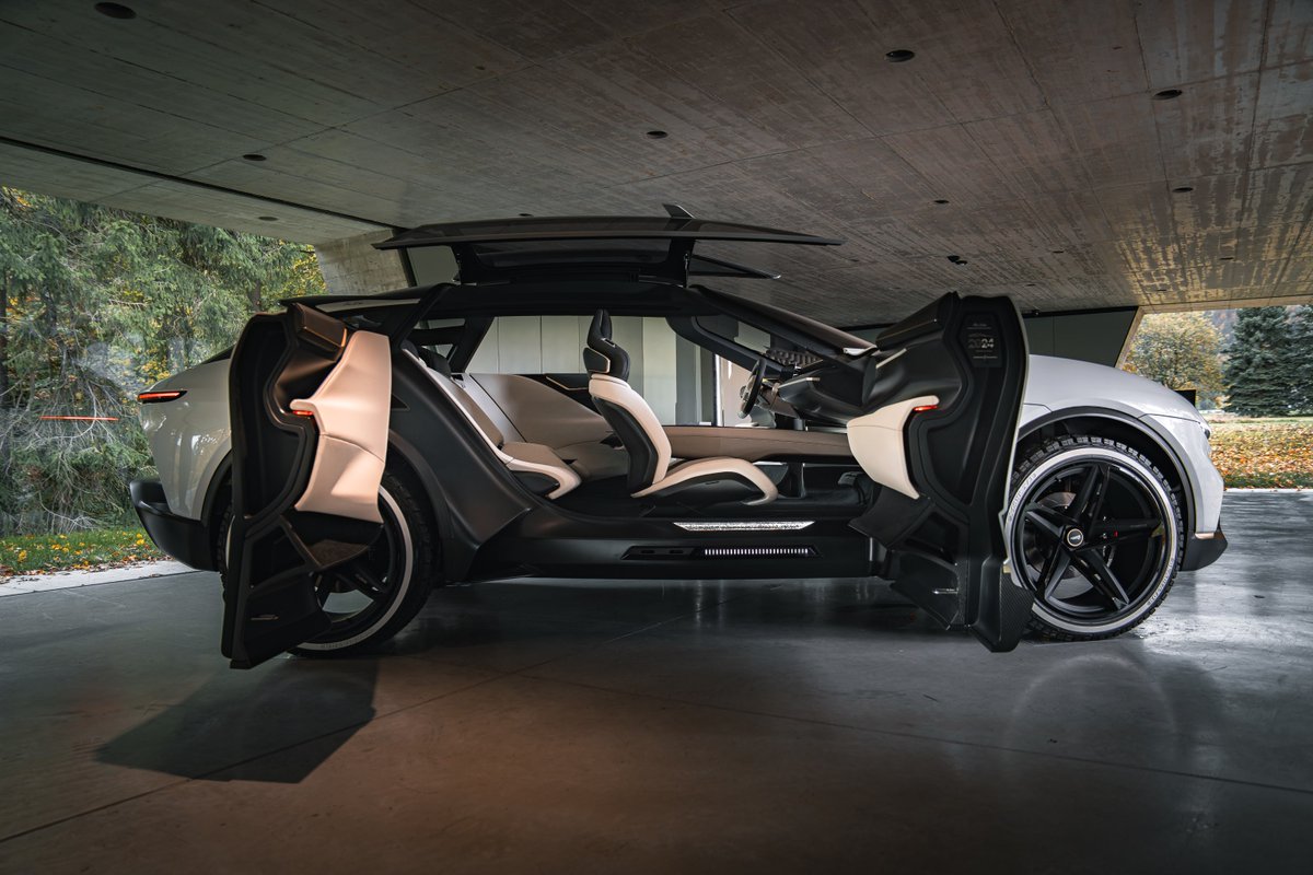 AutomobiliPinin's tweet image. The #PuraVision design concept - Automobili Pininfarina’s pure-electric e-LUV - is now on display at the #Galleria in Čeladná. Influenced by the PURA philosophy, it previews the brand’s #futuredesign direction in the calm setting of the #Beskydy Mountains.