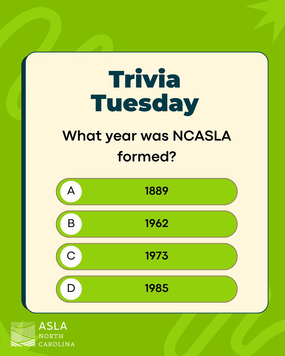 Let's have some fun with Trivia Tuesday! Think you know the answer? Leave your guesses in the replies!

What year was NCASLA formed?

A. 1889
B. 1962
C. 1973
D. 1985
