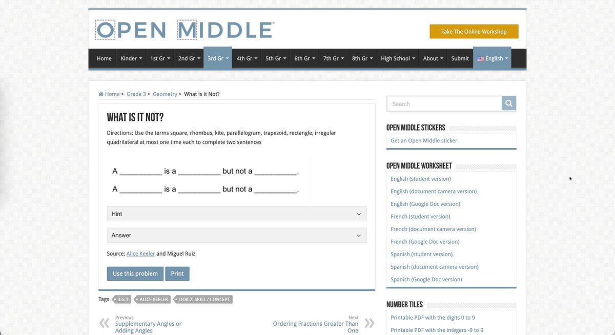 alicekeeler's tweet image. Oh this was a fun surprise. I was looking up some openmiddle.com math questions and I stubbled upon one that my student and I created together and submitted. 

👉 openmiddle.com/what-is-it-not/ 

#OpenMiddle #MathChat