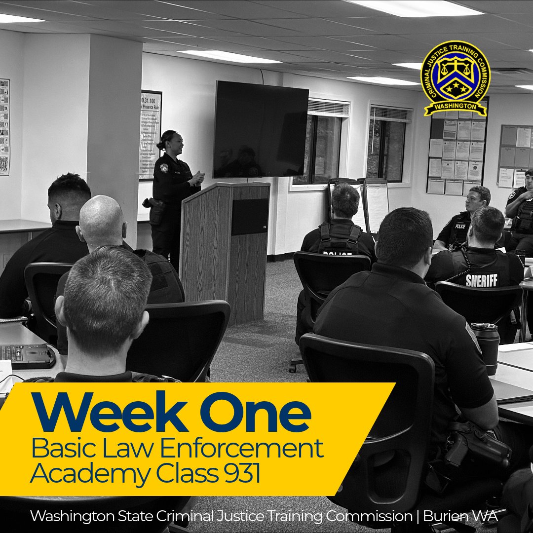 WSCJTC's tweet image. BLEA Class 931 begins today at our IADLEST-accredited academy in Burien.
These recruits will complete 720 hours of evidence-based training in de-escalation, crisis response, EVOC, and patrol procedures rooted in community trust and national best practices.
#BLEA #WSCJTC #IADLEST