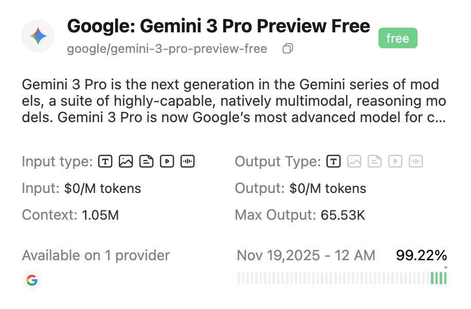 charlestehio's tweet image. I&apos;m now using Gemini 3 Pro Preview for free!