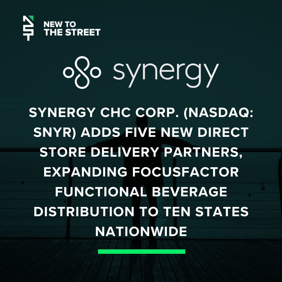 NewToTheStreet's tweet image. Synergy CHC Expands FOCUSfactor Beverage Distribution!

@synergy_chc Corp (NASDAQ: SNYR) has added five new Direct Store Delivery partners, boosting the reach of its FOCUSfactor functional beverage to 10 states across the U.S. 🌎📦 @vincemedia1 

This expansion marks a major step…