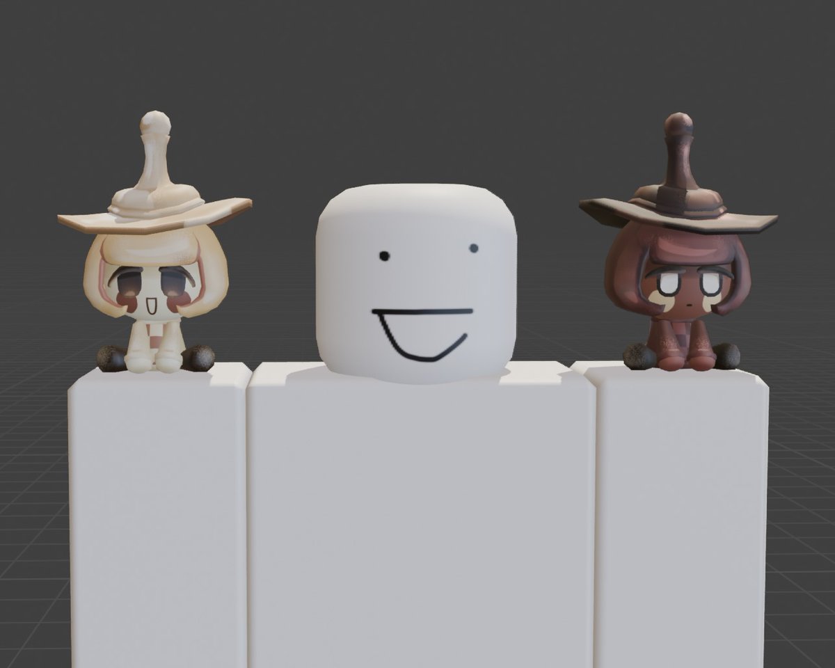 lazielamb's tweet image. I haven’t posted in a while, but I finally finished modeling them and they turned out so cute!😭 #cookierunkingdom #chesschococookie #robloxugc