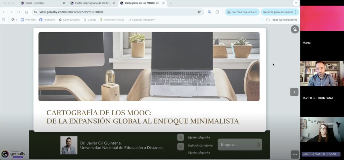 Os compartimos una captura de la primera ponencia de la tarde "Cartografía de los MOOC. De la expansion global al enfoque minimalista" de <a href="/javiergilquinta/">Javier Gil Quintana</a> ¿Qué os ha parecido? Compartid vuestras reflexiones al respecto, os leemos #IDI_Spain