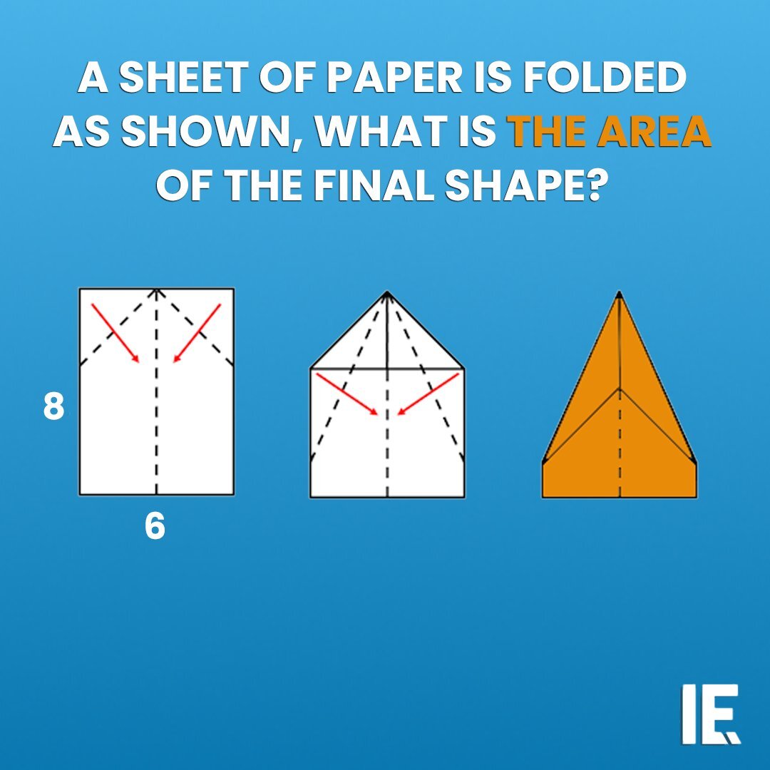 IntEngineering's tweet image. Think you can outsmart this fold? A 6 by 8 sheet becomes this final shape after two perfect folds. Can you calculate its area without unfolding your logic? 

Drop your answer below.

#iequiz #engineering #mathchallenge #brainwork #engineering