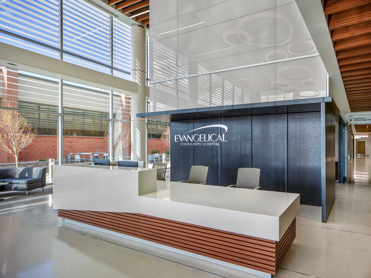 FryReglet's tweet image. Create stunning feature walls with Graph Systems. CallisonRTKL chose glass panels to create a sleek look for the Evangelical Community Hospital&apos;s reception area. 

#FryReglet #WallCladding #FeatureWall #InteriorDesign