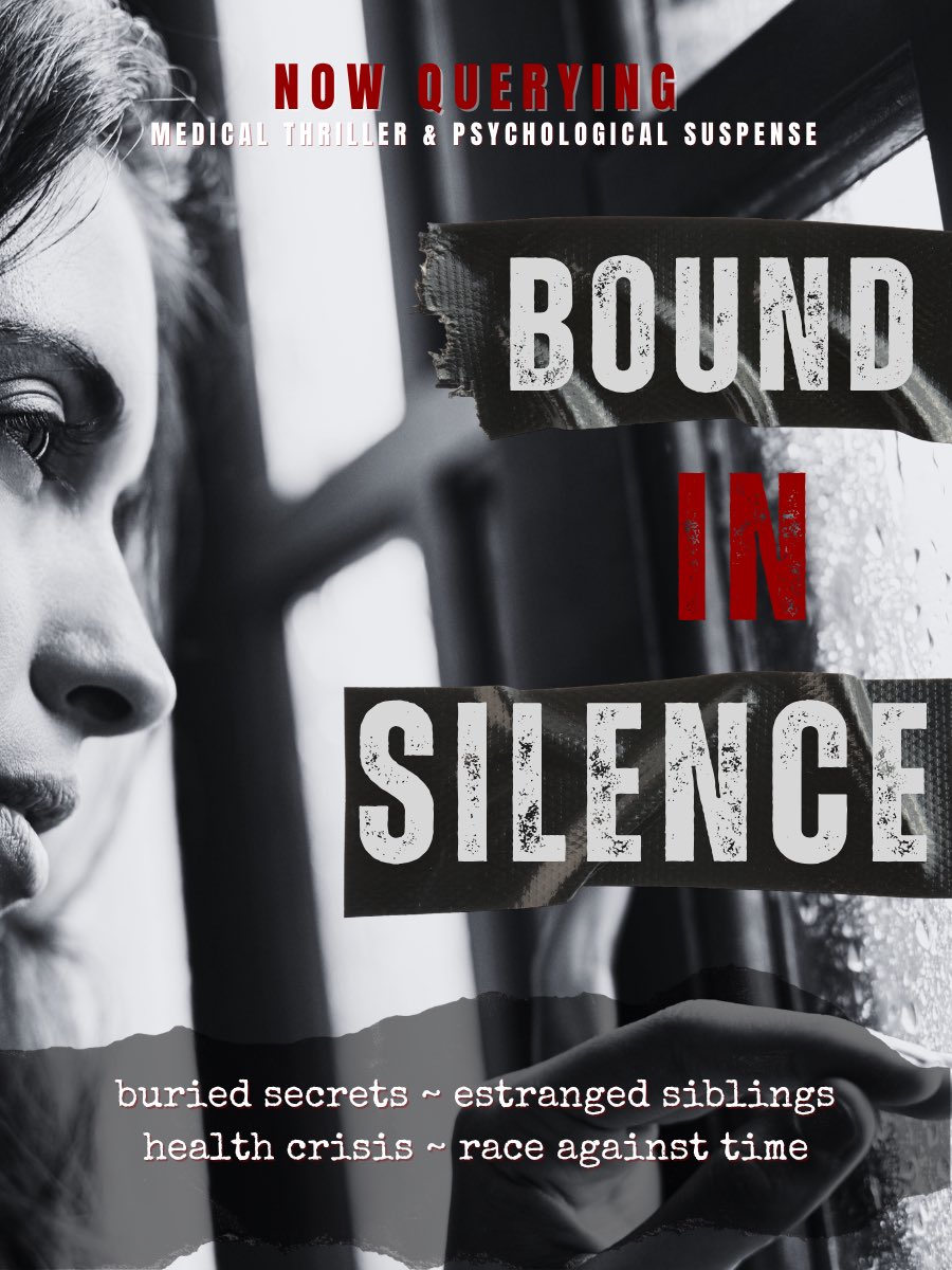 ❤️‍🔥❤️‍🔥 NOW QUERYING ❤️‍🔥❤️‍🔥
🩸 BOUND IN SILENCE 🩸
85,000 words
The Pitt X Gone Before Goodbye X The Silent Patient

🪦 Buried secrets
⛓️‍💥 Estranged siblings
🏥 Medical crisis
⏳ Race against time
🧑‍🧒 Found family

#querying #thrillerbooks #thrillerbooklover #bookish