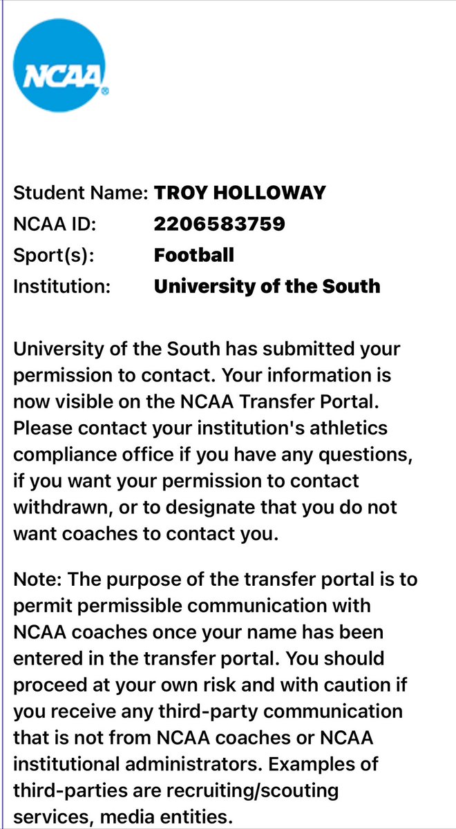 6’ ft. - 215 lbs. Linebacker 
3 Years Eligibility