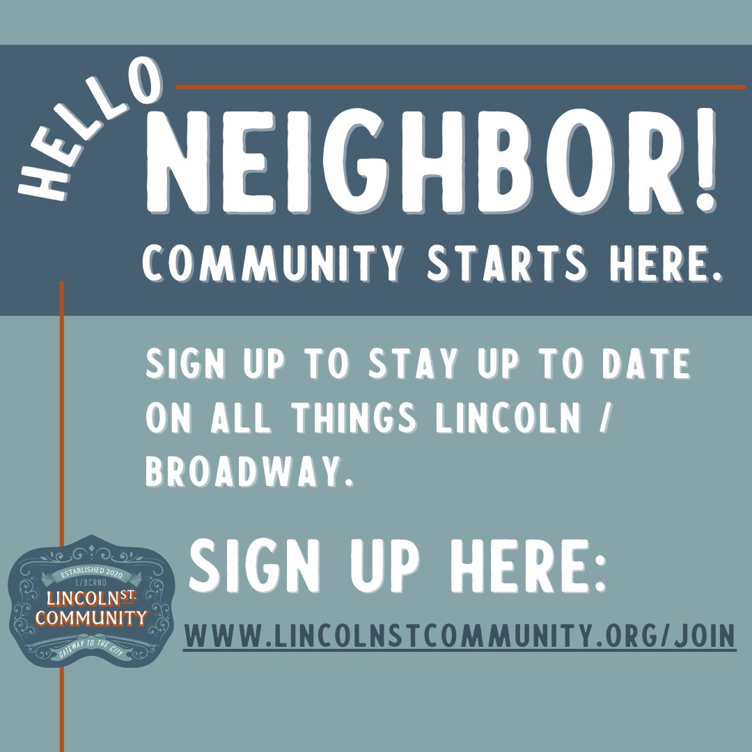 LBCRNO's tweet photo. Want to stay up to date with all of the latest happenings on Lincoln Street/Broadway? Our E-newsletter is a great way to learn about upcoming zoning requests, developments, community events, and other useful announcements from our District 7 partners. https://t.co/R3ps81aB7B