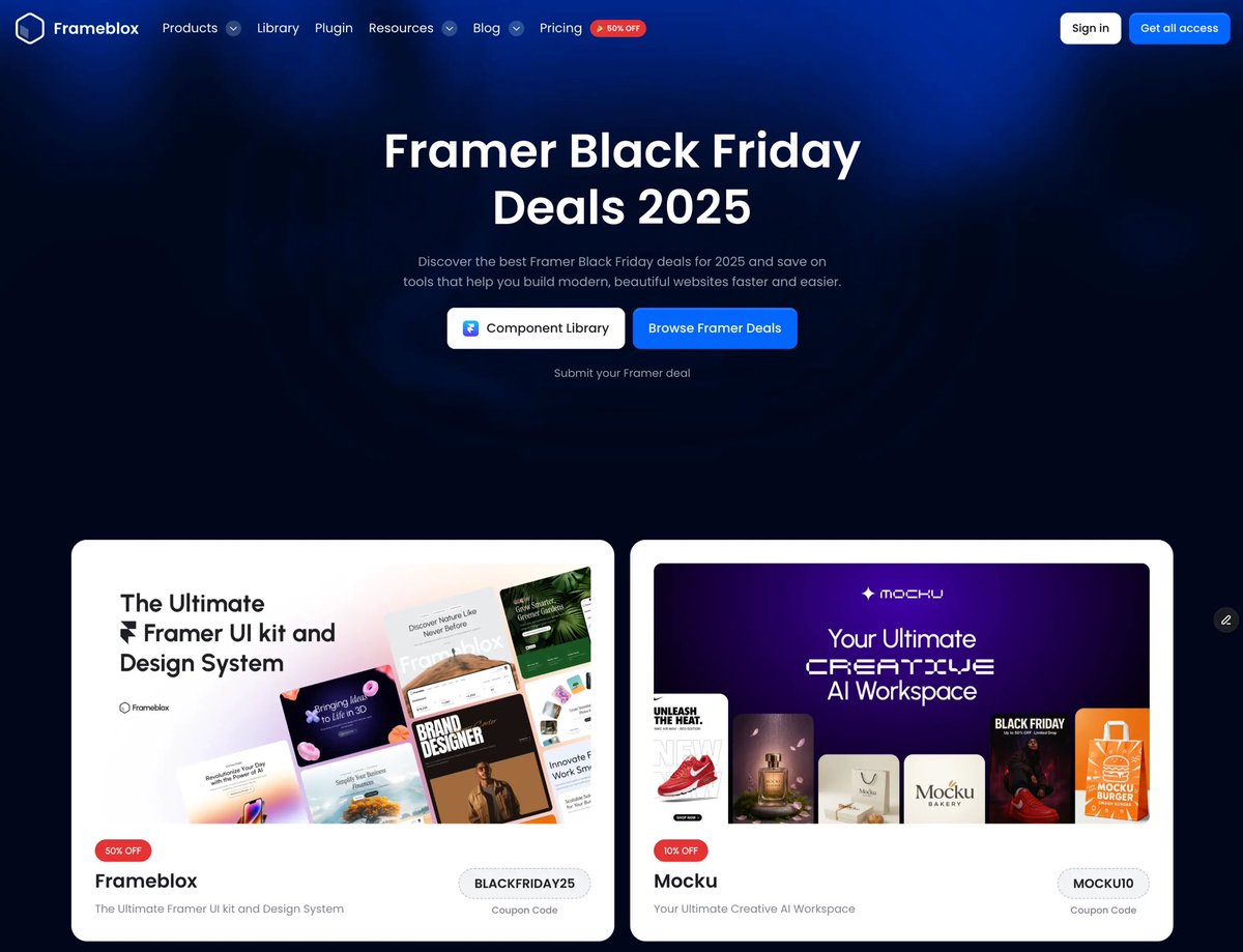 frameblox's tweet image. Framer Black Friday deals 2025 🎉🎉

👉 frameblox.com/framer-black-f…