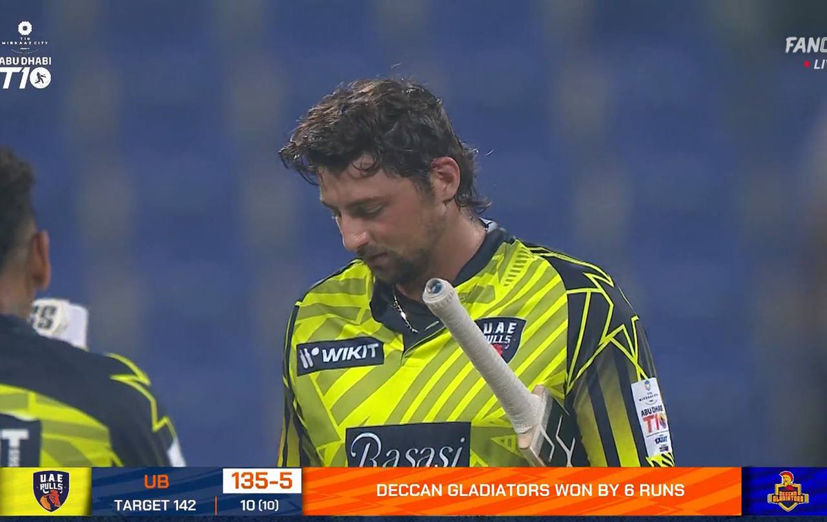 BleedingRCB's tweet image. 69 off 25. Everyone gone. #TimDavid standing alone. He drags the chase to life with a blazing 59*(29)… but the miracle ends 6 runs short. A gladiator’s effort in #T10. ⚔️🔥