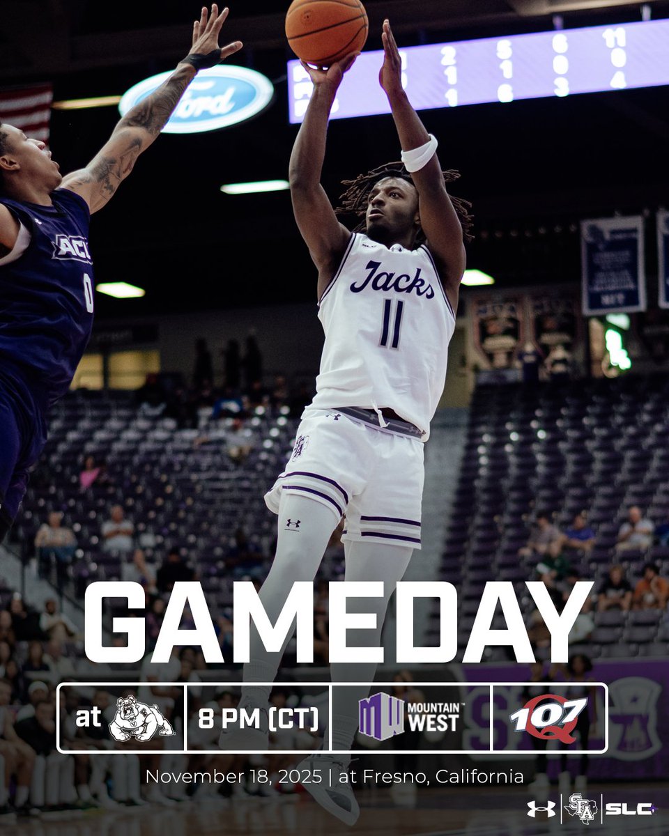 SFA_MBB's tweet image. Out west for a clash with the Bulldogs 🪓

⏰: 8:00 PM (CT)
📍: Fresno, California
📡: ow.ly/81FJ50XtFL2

#AxeEm x #WinTogether