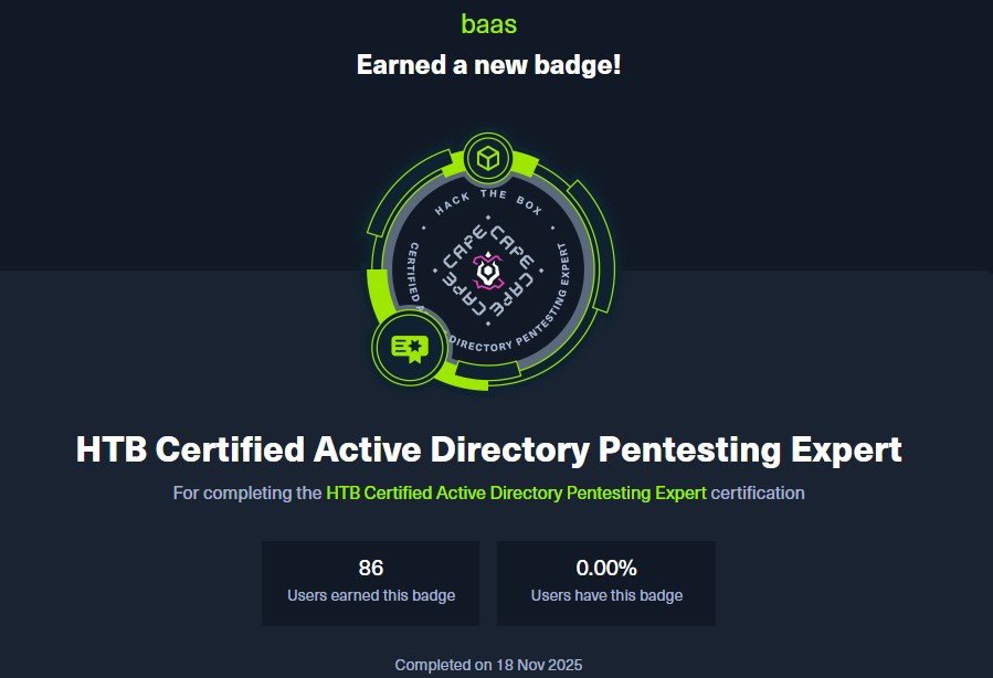 baas's tweet image. 4th hacker in 🇳🇱 to pass the CAPE exam #HTB #CAPE #HackTheBox