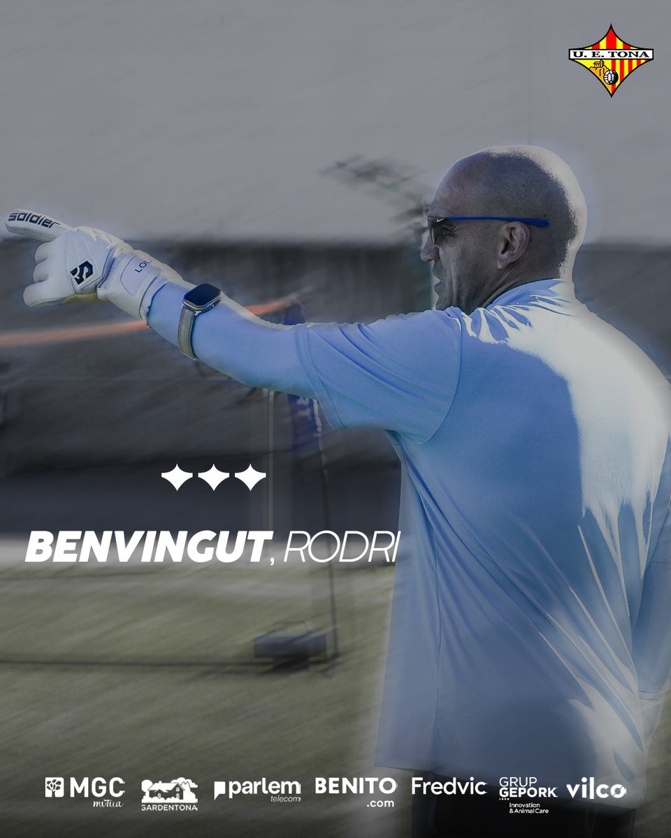 BENVINGUT, 𝑹𝑶𝑫𝑹𝑰 ❤️‍🔥

🤝🏻 S’incorpora al club com a entrenador de porters!

Gran experiència i dedicació 🧤

Benvingut a Tona, Rodri 😀👋🏻

#Rodri2026
#SomHiTona 🟡🔴