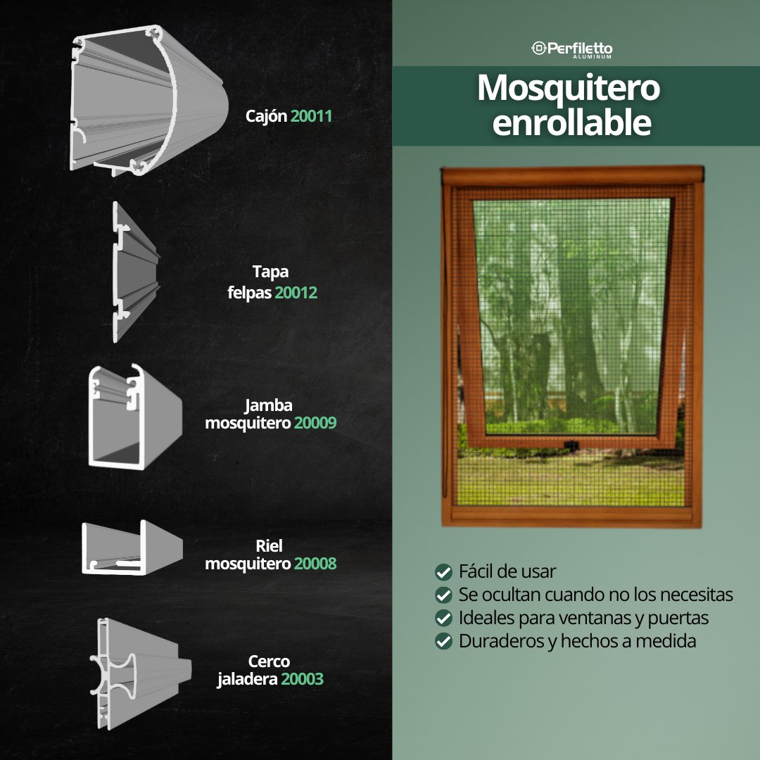 perfilettosac's tweet image. Mosquiteros Enrollables Perfiletto
Protege tu hogar o negocio de insectos sin perder estilo ni funcionalidad.
Nuestros mosquiteros enrollables se adaptan perfectamente a puertas y ventanas de aluminio, permitiendo una apertura y cierre suaves con sistema retráctil.