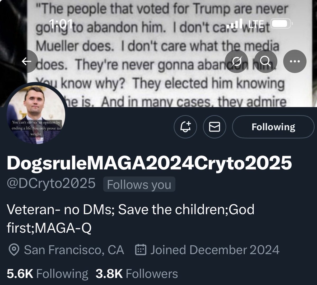 papawat1's tweet image. Can we get some followers for this veteran who follows back. Thank you for your service. ⁦@DCryto2025⁩